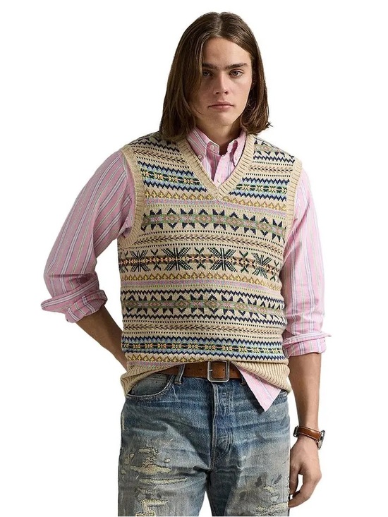 Polo Ralph Lauren Other - Polo Ralph Lauren Fair Isle Cotton-Cashmere Sweater Vest Tan Combo Men’s Size XL